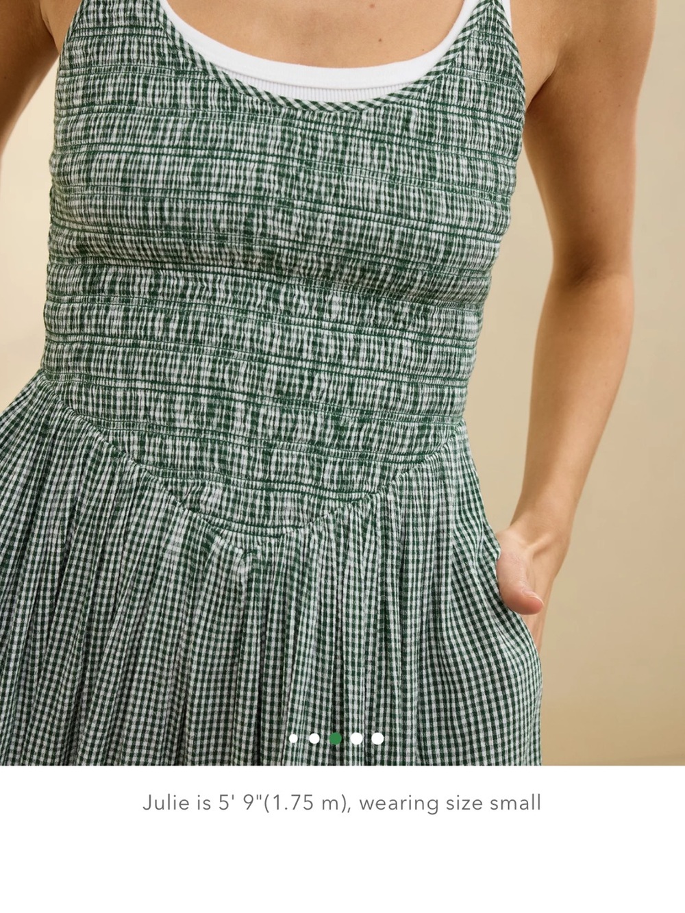 aerie At the Barre Green Gingham Maxi Dress with Smocked Bodice - Picture 5 of 7